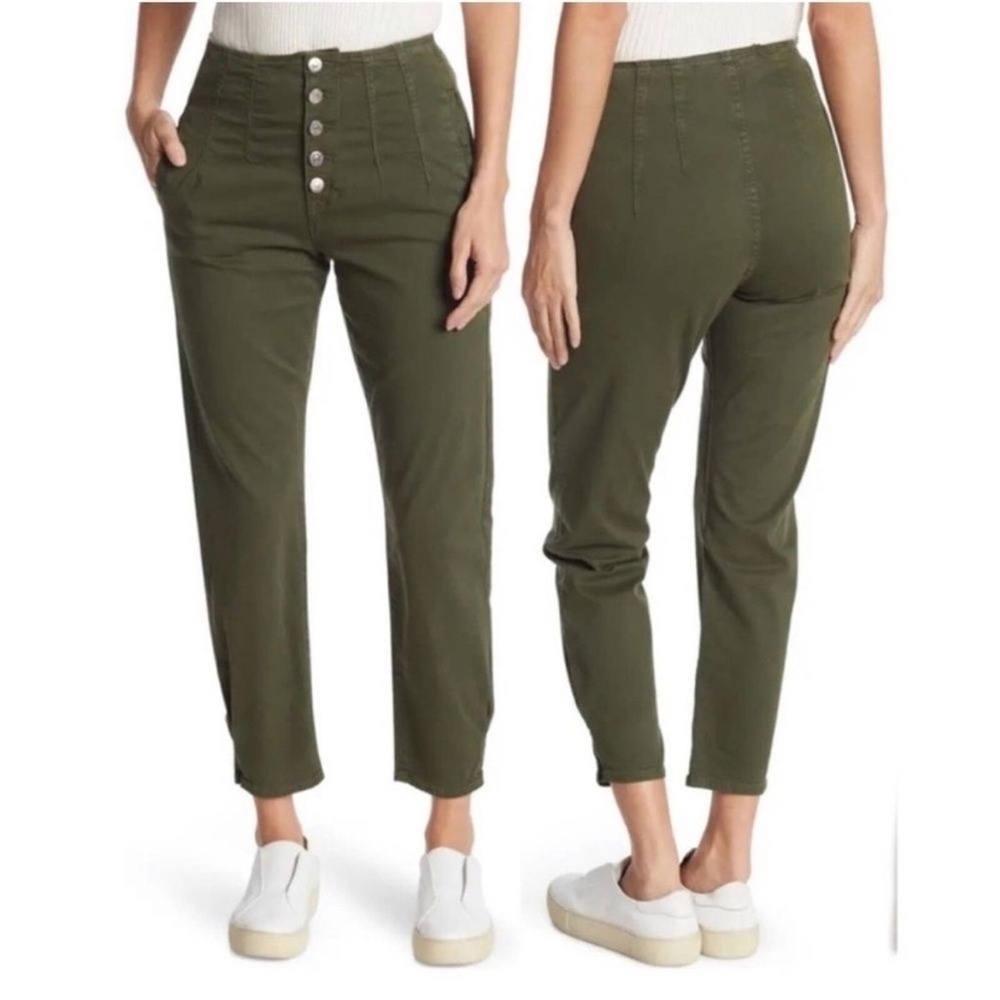 Veronica Beard Nita Peg Leg High Rise Pants Army Green 45158